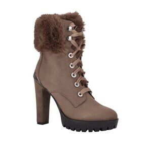 Guess Suede Tan Fur Bling Boots Women's 8 size